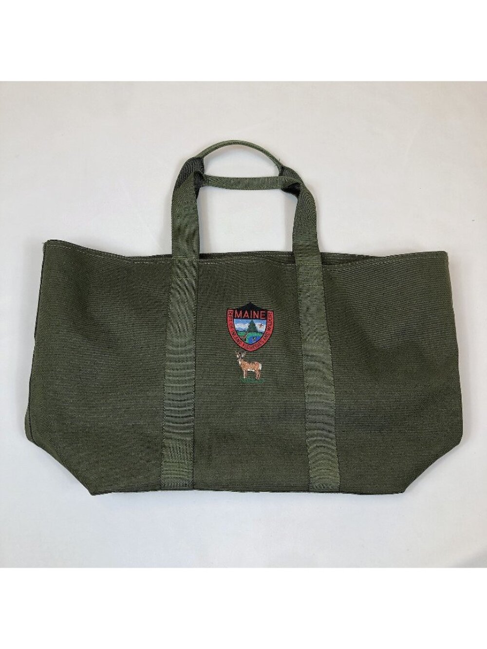 LL Bean Maine Dept Inland Fisheries Deer Zip Tote Bag Water Resistant Liner